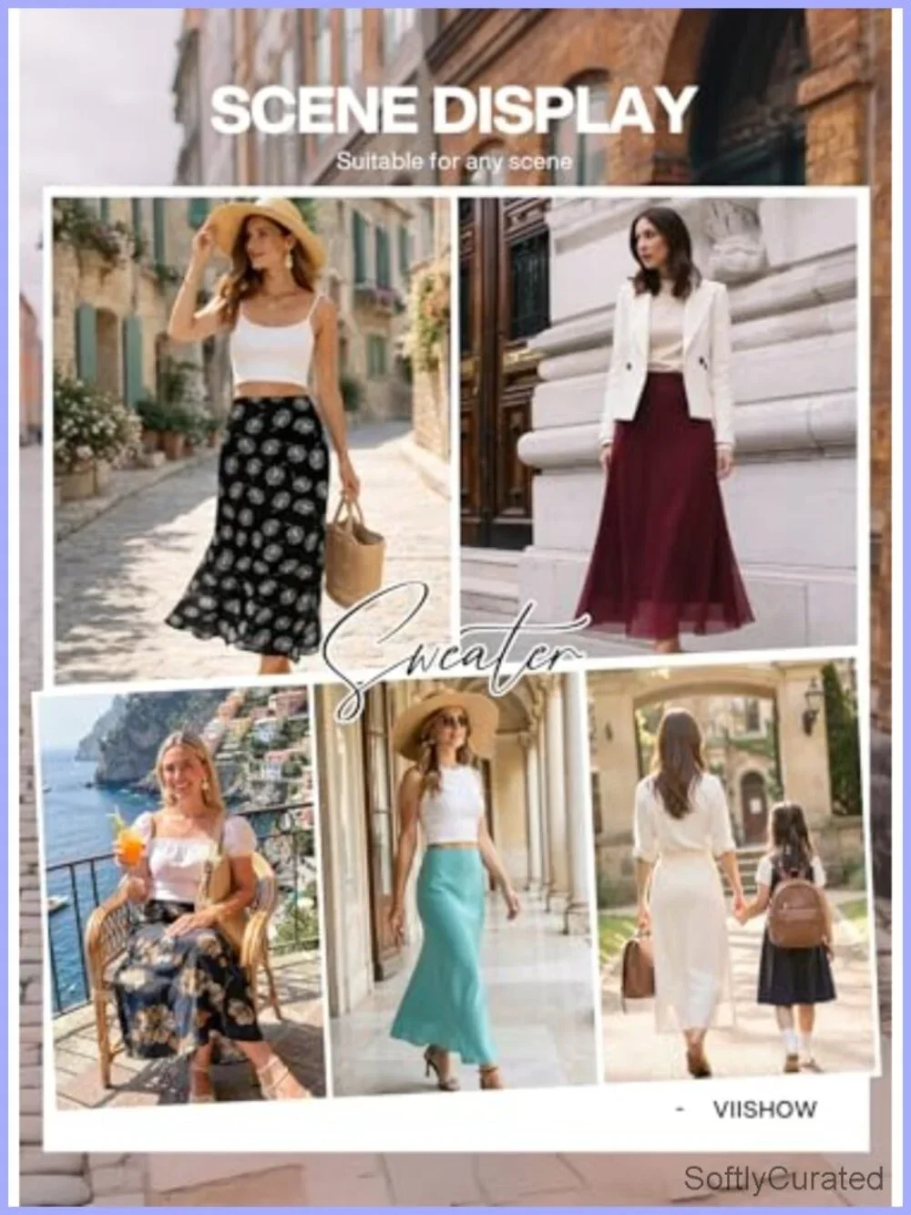 Women's Chiffon Maxi Skirt High Elastic Waist A-Line Flowy Midi Skirt with